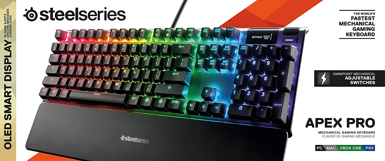 STEELSERIES 64626 APEX PRO SWITCH MECHANICAL GAMING KEYBOARD-KEYBOARD-Makotek Computers