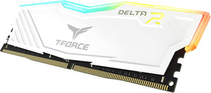 TEAMGROUP T-FORCE DELTA RGB DDR4 3200mhz 32GB (16x2) WHITE MEMORY CARD-Memory-Makotek Computers