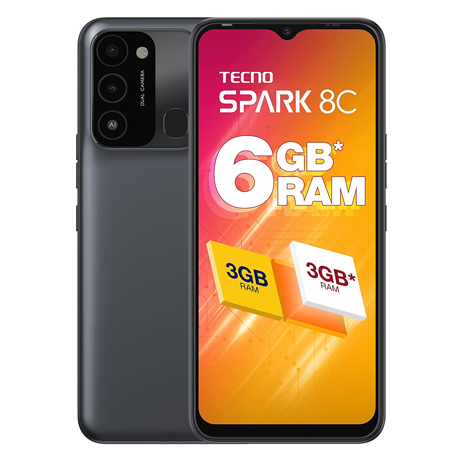 TECNO SPARK 8C 2+64 BLACK SMARTPHONE-SMARTPHONE-Makotek Computers