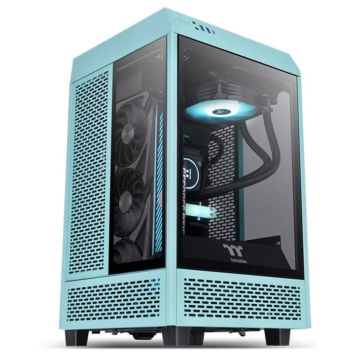 THERMALTAKE THE TOWER 100 TURQUOISE MINI-ITX CHASSIS VERTICAL SUPER TOWER CHASSIS PC CASE-PC CASE-Makotek Computers