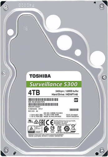 TOSHIBA S300 4TB SURVEILLANCE 3.5” INTERNAL CMR SATA 6 GB/S 5400 RPM 128MB CACHE HARD DRIVE-HDD-Makotek Computers