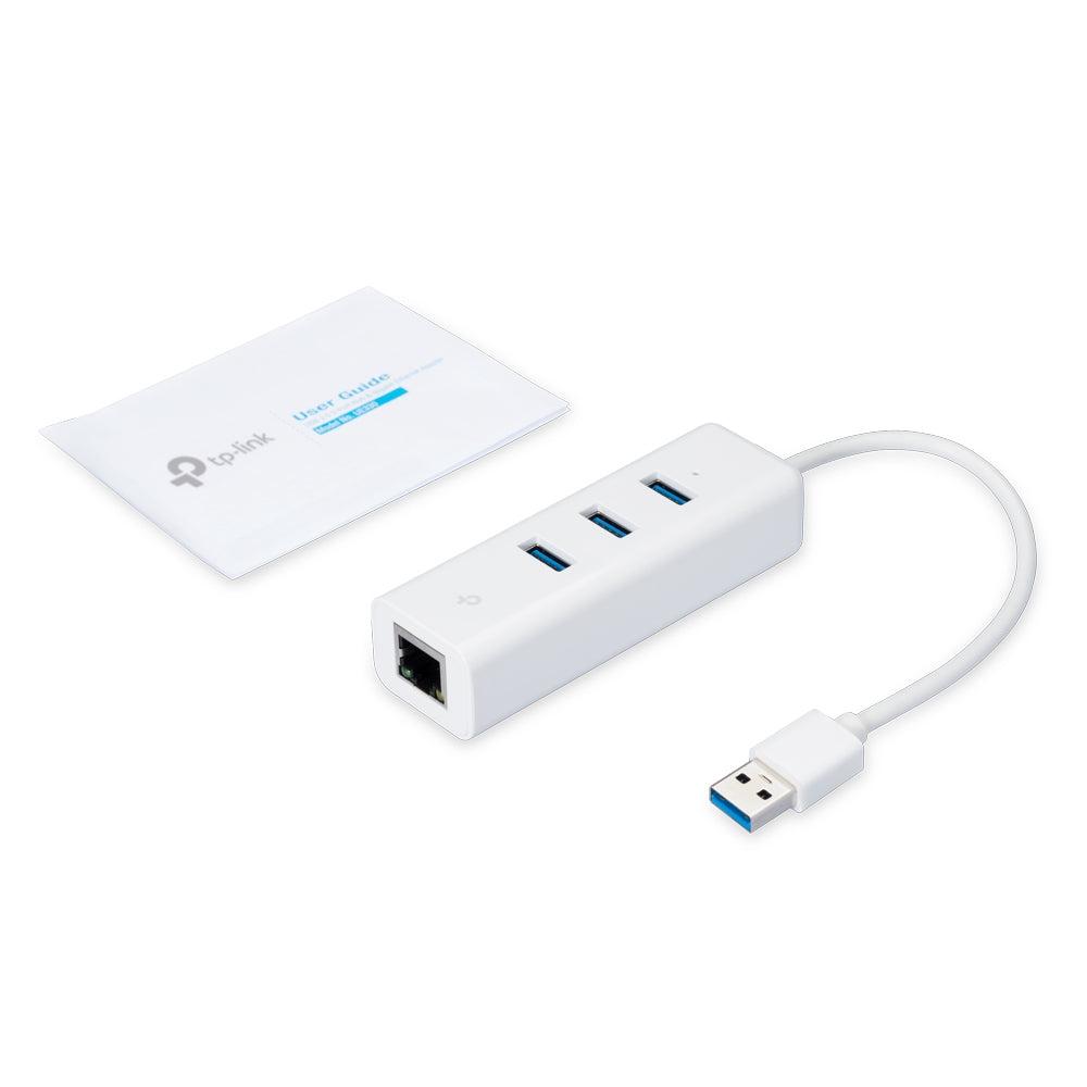TP-LINK UE330 USB 3.0 3-PORT HUB & GIGABIT ETHERNET ADAPTER 2 IN 1 USB ADAPTER-ADAPTER-Makotek Computers