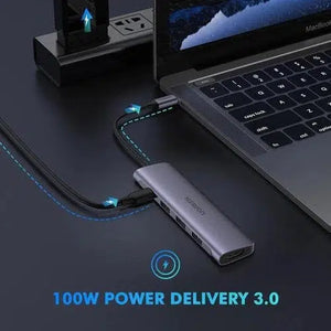 UGREEN USB-C TO 3X USB 3.0 + HDMI + PD CONVERTER 5-IN-1 GRAY CM136/50209 ADAPTER-ADAPTER-Makotek Computers