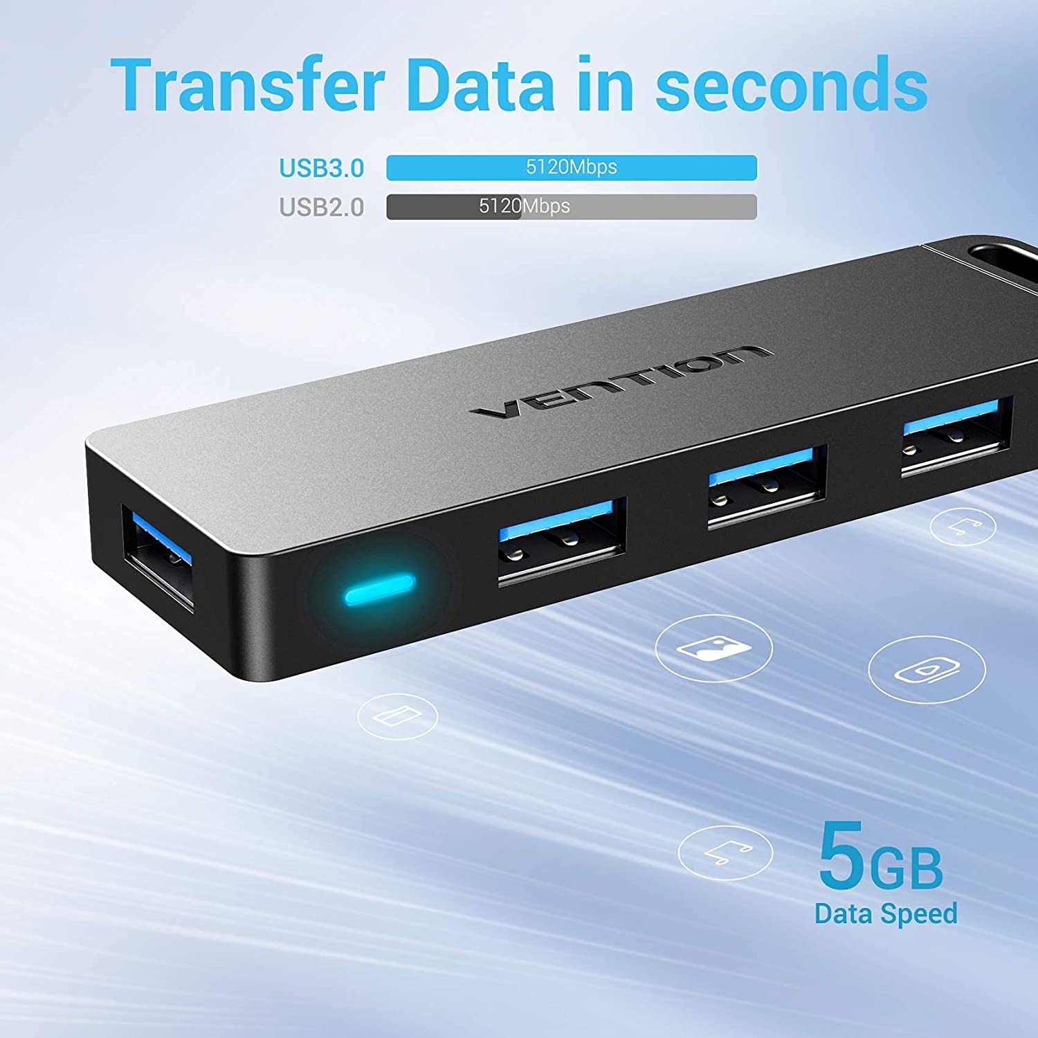 VENTION 4-PORT USB 3.0 HUB WITH POWER SUPPLY USB HUB-ADAPTER-Makotek Computers