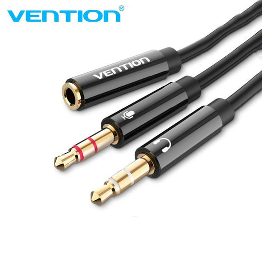 VENTION AUDIO SPLITTER 4 POLE 3.5MM MALE TO 2*3.5MM FEMALE-ADAPTER-Makotek Computers