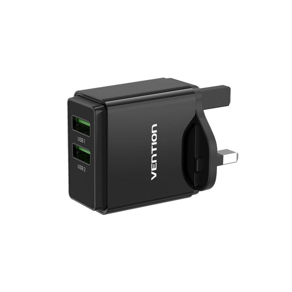 VENTION TWO-PORT USB(A+A) WALL CHARGER (18W/18W) US-PLUG-ACCESSORIES-Makotek Computers