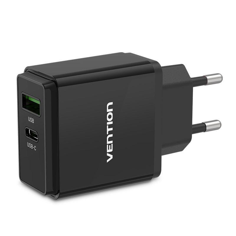 VENTION TWO-PORT USB(A+C) WALL CHARGER (18W/20W) US-PLUG-ACCESSORIES-Makotek Computers