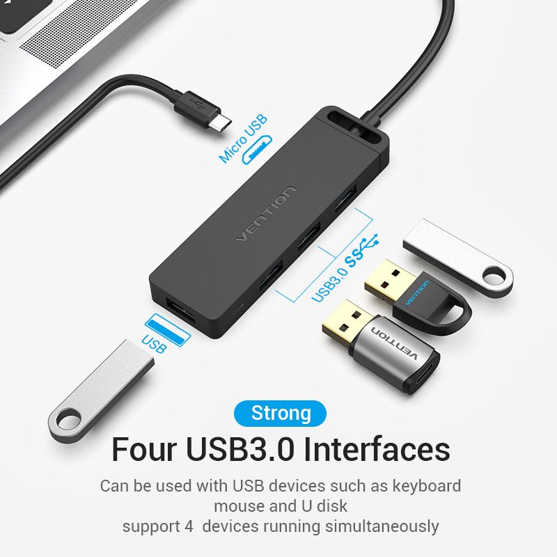 VENTION TYPE-C TO 4-PORT 0.5M USB 3.0 HUB-CABLE-Makotek Computers