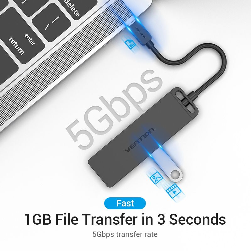 VENTION TYPE-C TO 4-PORT 0.5M USB 3.0 HUB-CABLE-Makotek Computers