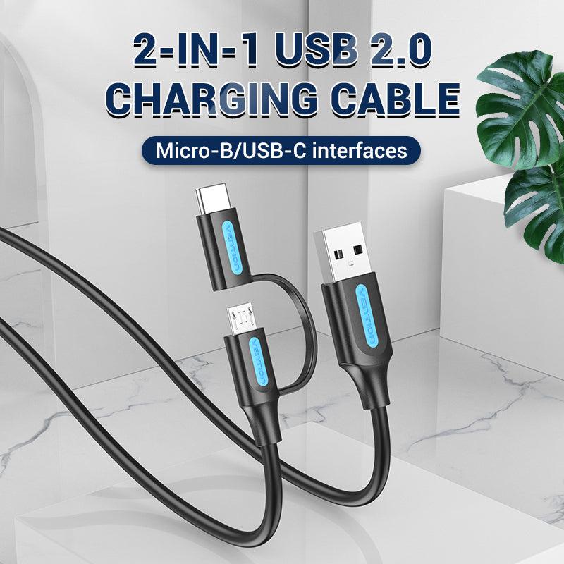 VENTION USB 2.0 MALE TO 2-IN-1 USB-C & MICRO-B MALE 5A CABLE-ACCESSORIES-Makotek Computers